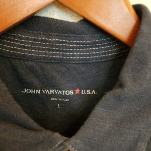 John Varvatos Polo Shirt dar blue peace sign in front